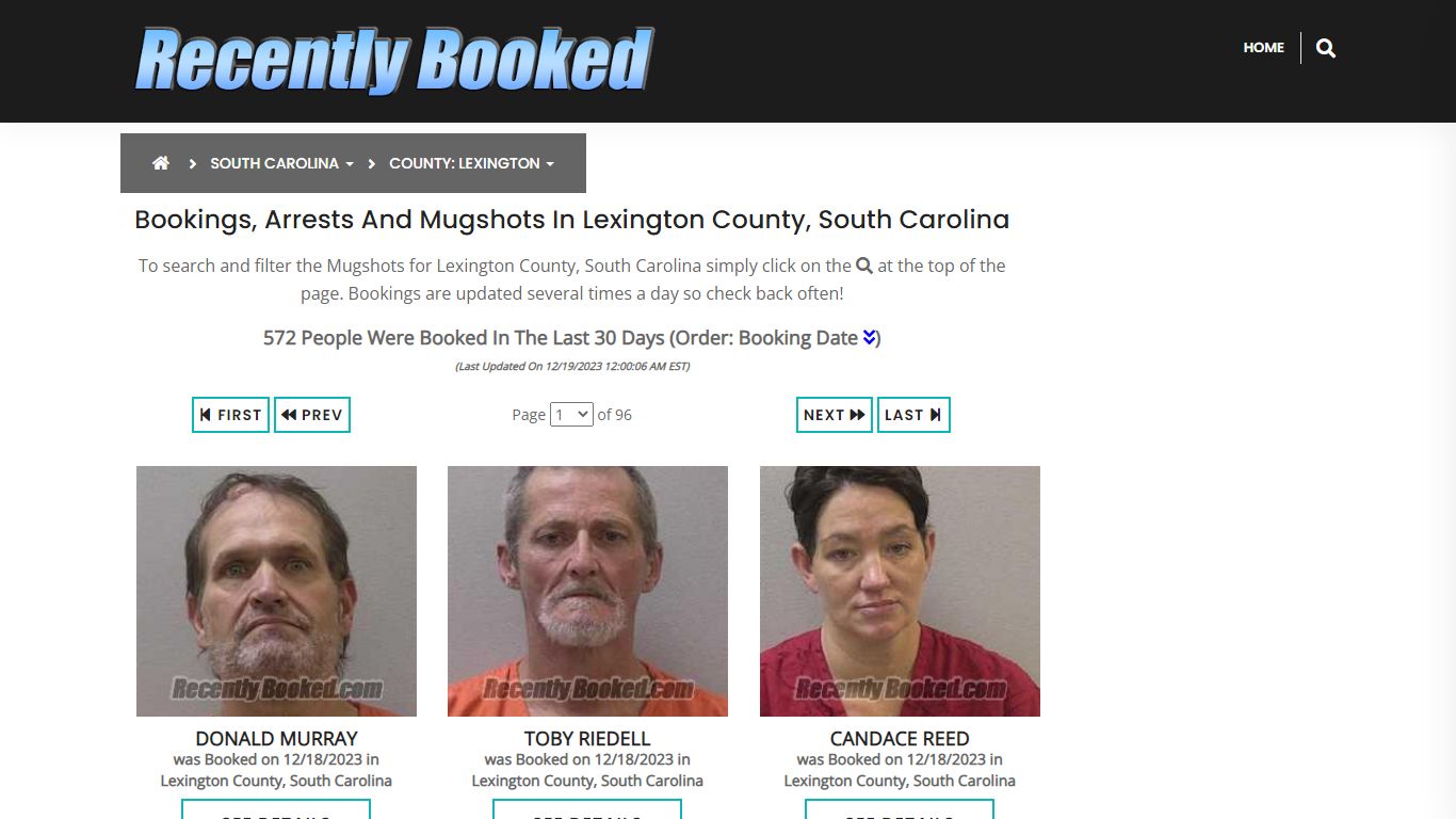 Bookings, Arrests and Mugshots in Lexington County, South Carolina